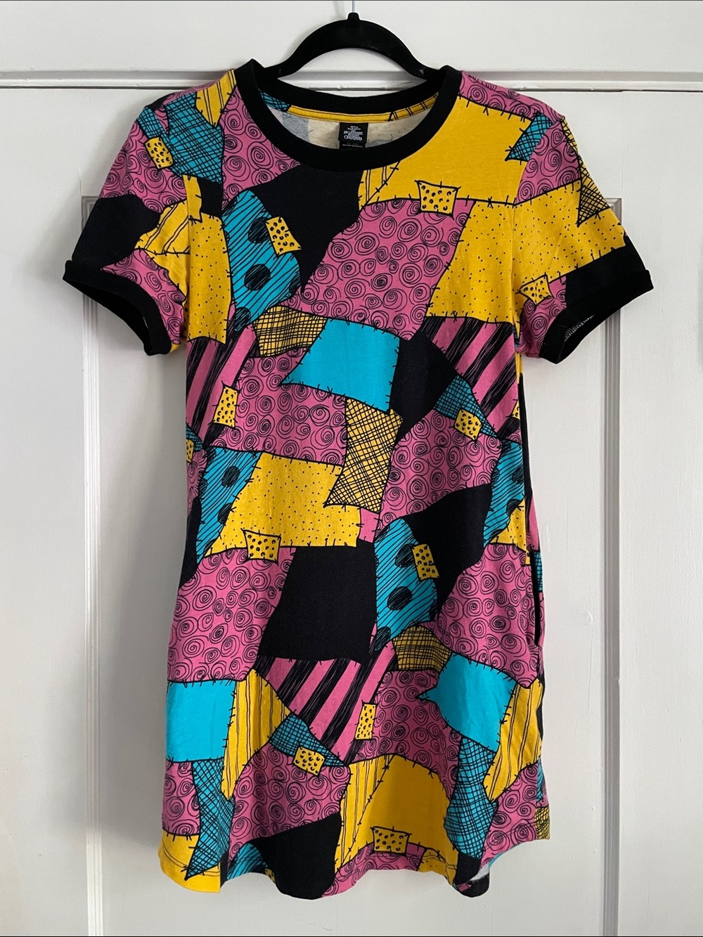 Women’s X-Small Nightmare Before Christmas Sally Patchwork Short Sleeve Dress